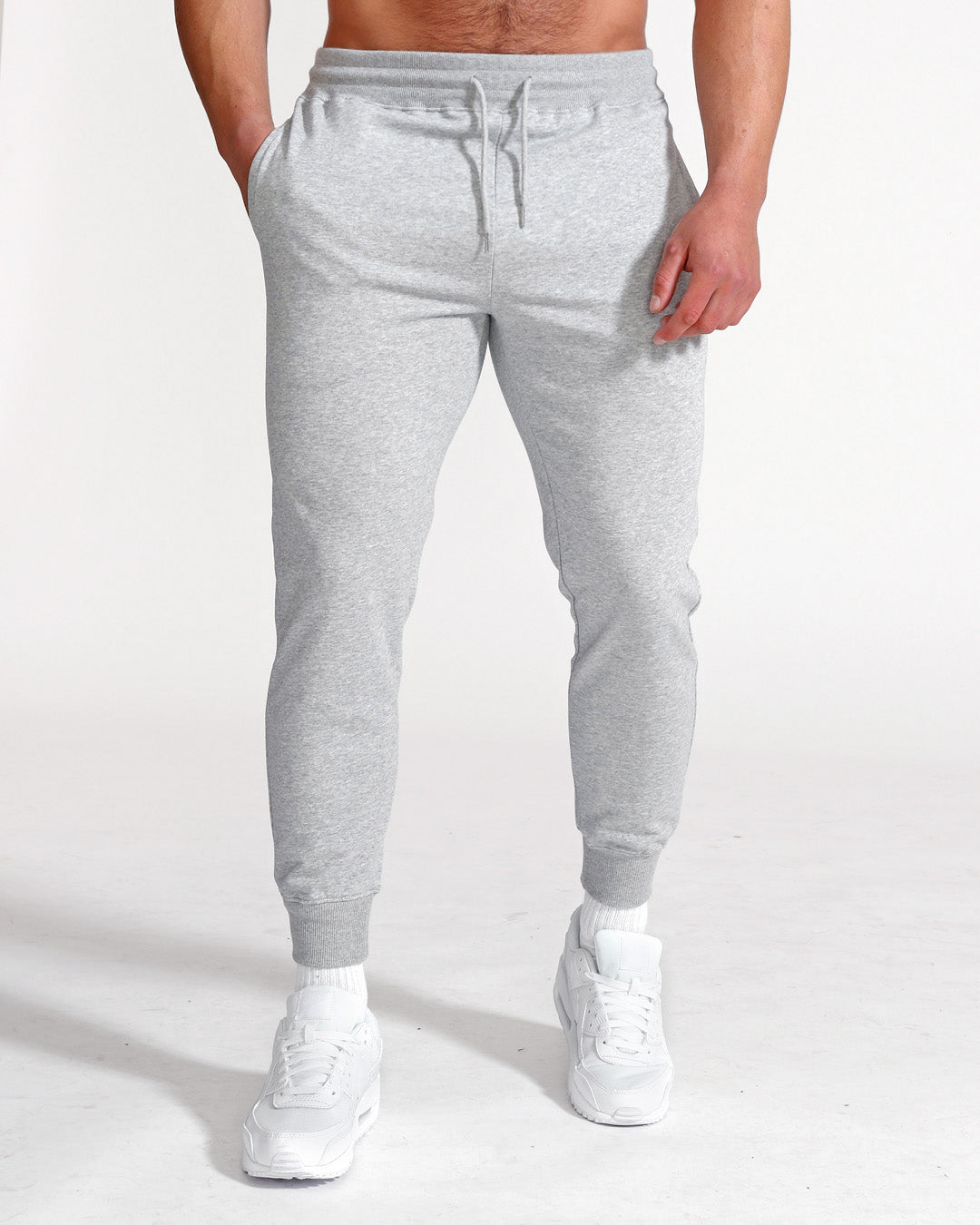 Men's Light Grey Muscle Fited French Terry Joggers