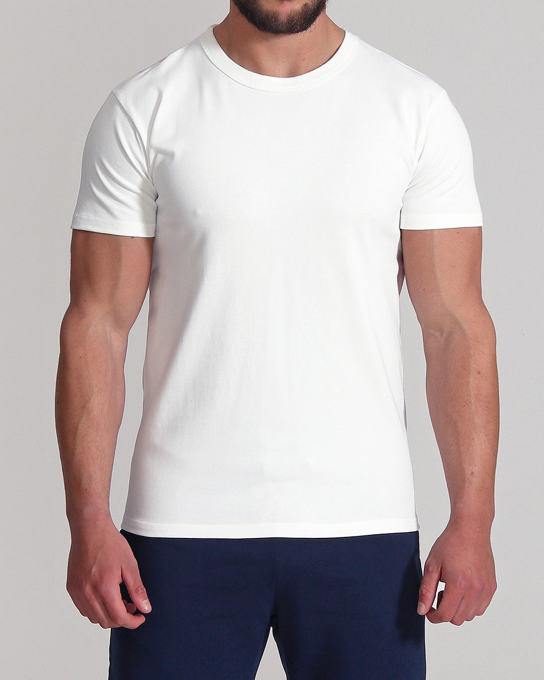 fraktion polet Forbandet White Premium Heavyweight Crew Neck Fitted T-Shirt | Muscle Fit Basics