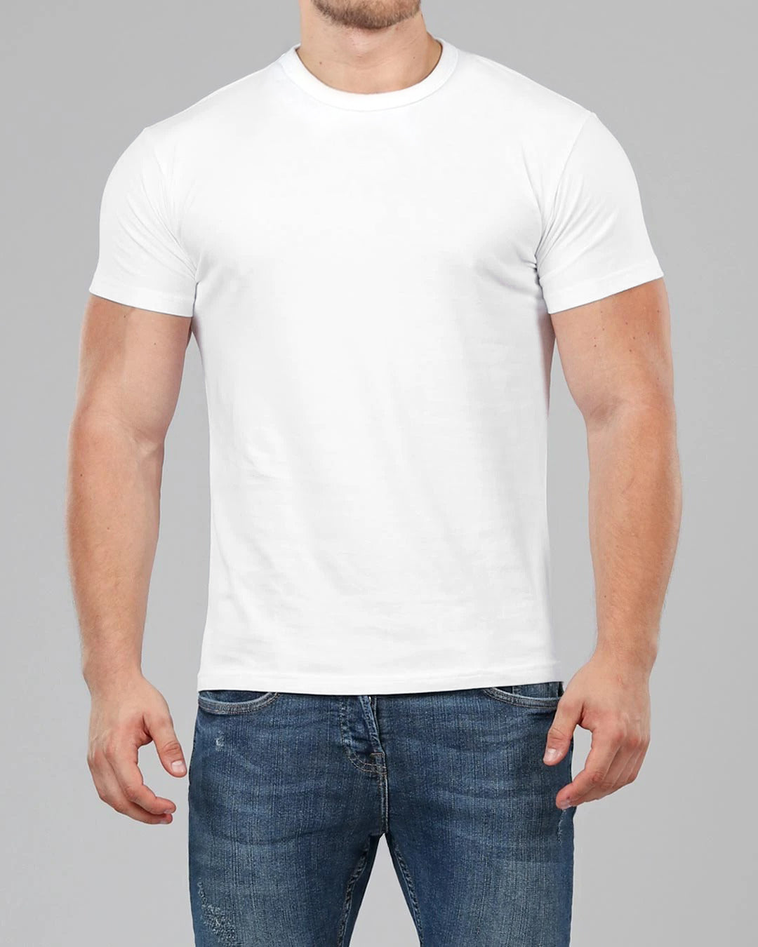 forholdet Melbourne Udfyld Men's White Crew Neck Fitted Plain T-Shirt | Muscle Fit Basics