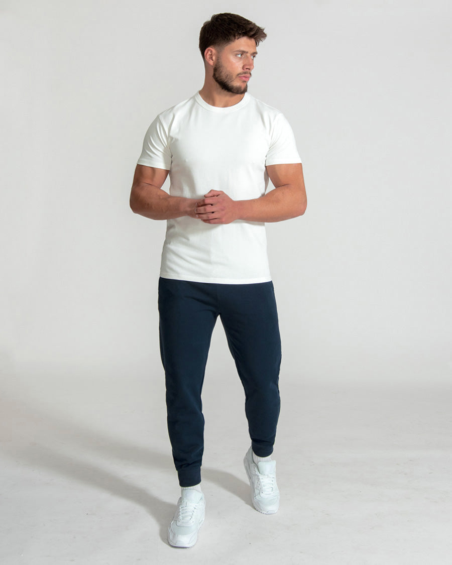 white muscle fit basics crew neck t-shirt brushed cotton heavyweight