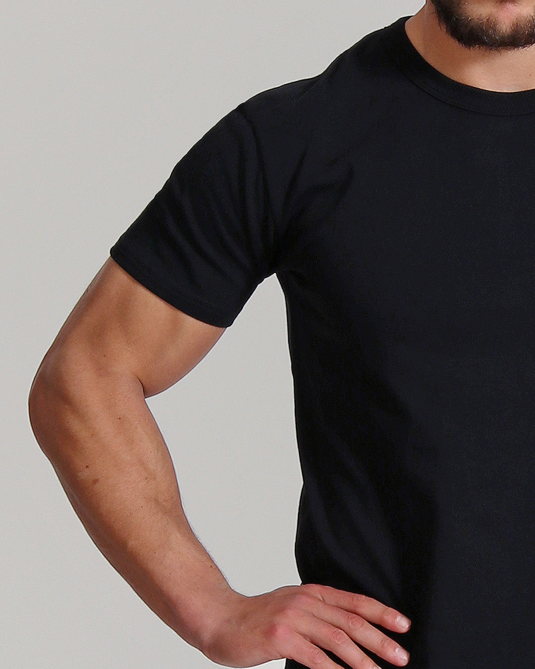 Crew Basic Muscle Fitted Plain T-Shirt - Black - Muscle Fit Basics