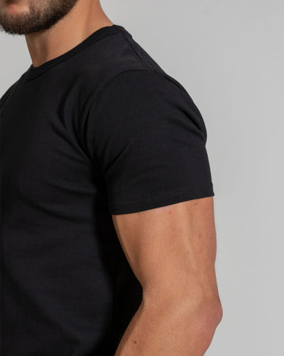 Crew Basic Muscle Fitted Plain T-Shirt - Black - Muscle Fit Basics