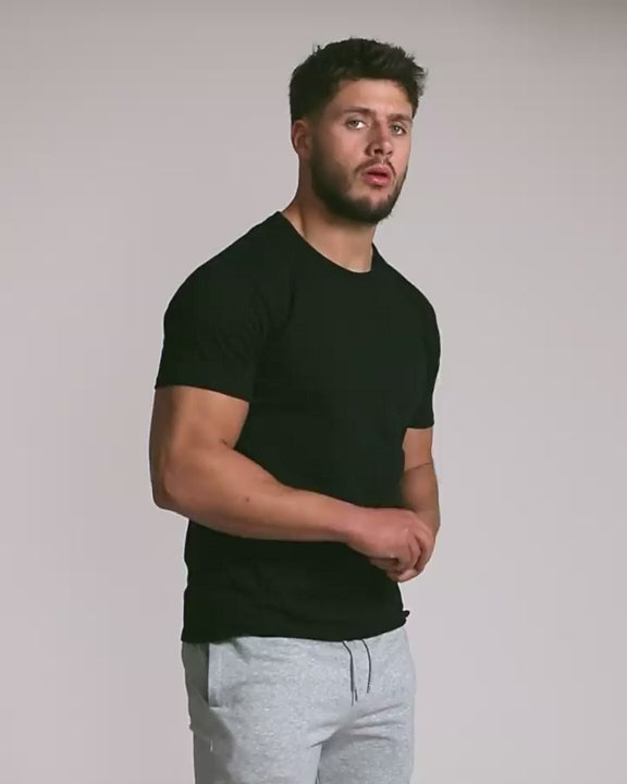 Crew Basic Muscle Fitted Plain T-Shirt - Black - Muscle Fit Basics