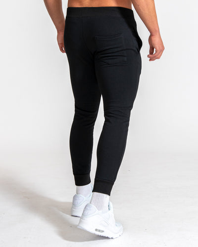 Muscle Fitted Plain French Terry Joggers — Black