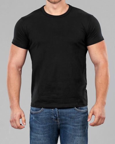 Crew Basic Muscle Fitted Plain T-Shirt - Black