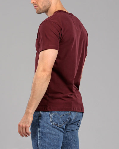 burgundy red muscle fitted basics heavyweight suede cotton t-shirt