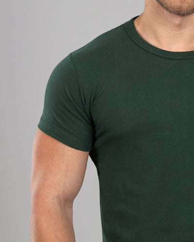 Dark Green - Muscle Fit Basics - crew round neck
