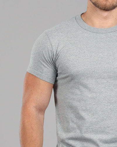 Crew Round Neck T-Shirt Light Grey - Muscle Fit Basics