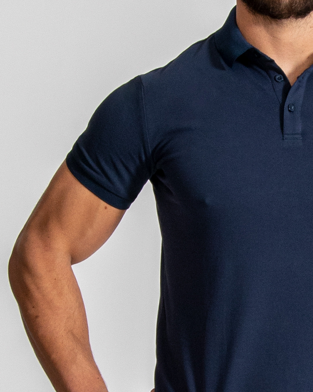 Men's Navy Muscle Fitted Pique Polo T-Shirt | Muscle Fit Basics