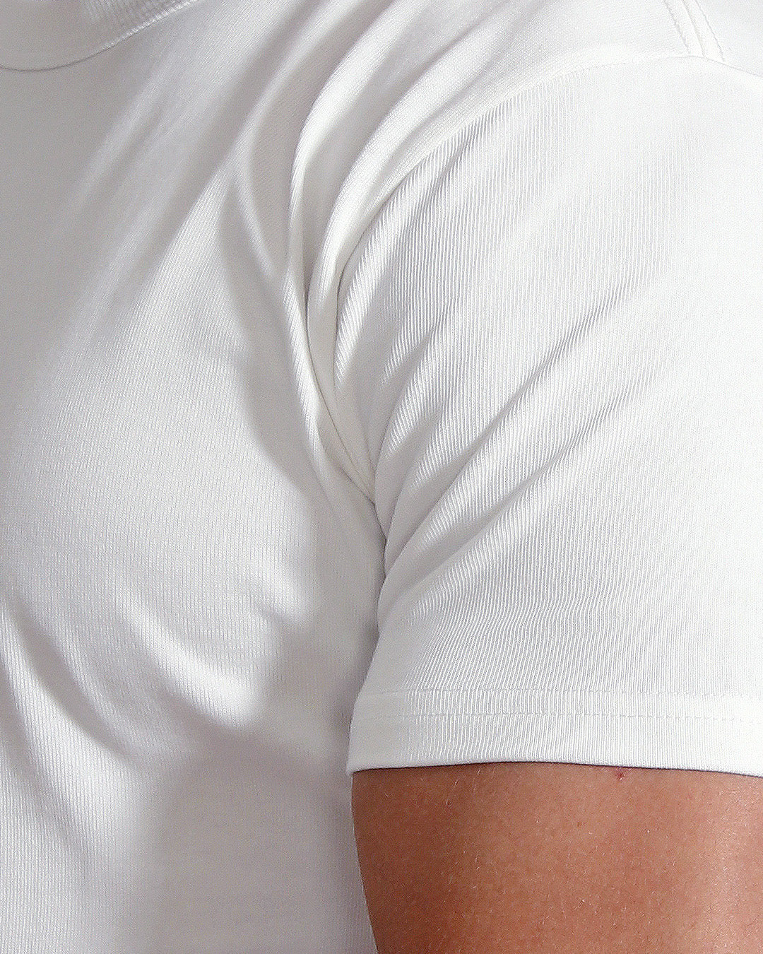 Crew Basic Muscle Fitted Premium Heavyweight Plain T-Shirt  - Bone White
