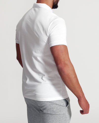 Muscle Fitted Plain Pique Polo T-Shirt — White