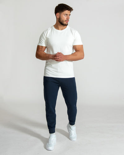 Crew Basic Muscle Fitted Premium Heavyweight Plain T-Shirt  - Bone White