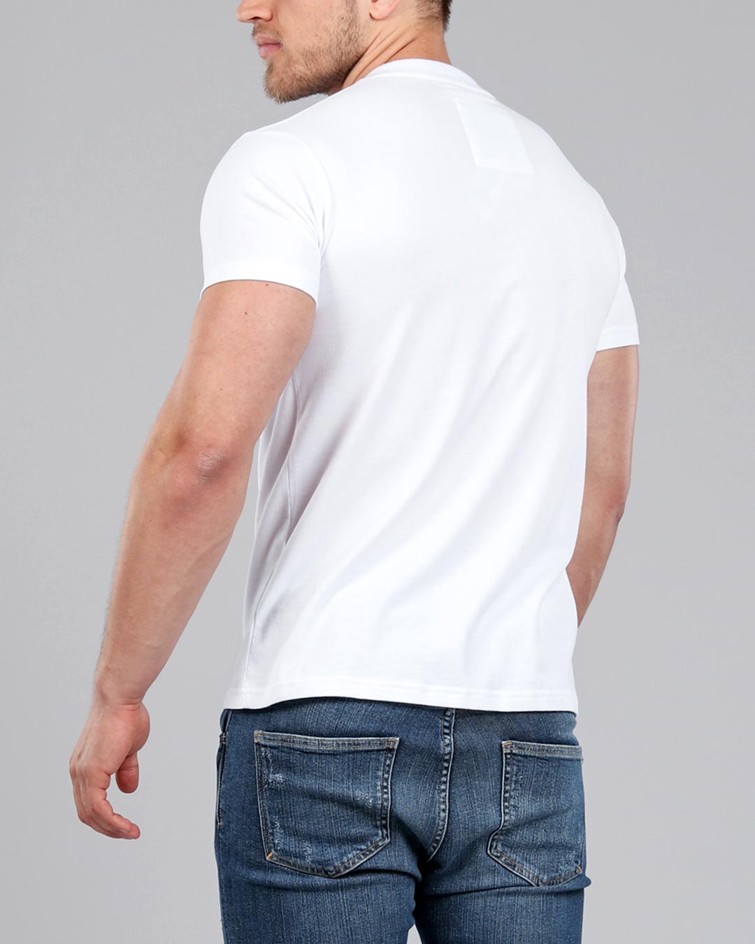 white muscle fit basics crew neck t-shirt brushed cotton heavyweight